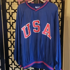 USA Vintage Pullover Windbreaker Weatherproof ‎ Blue Long Sleeve Red USA
